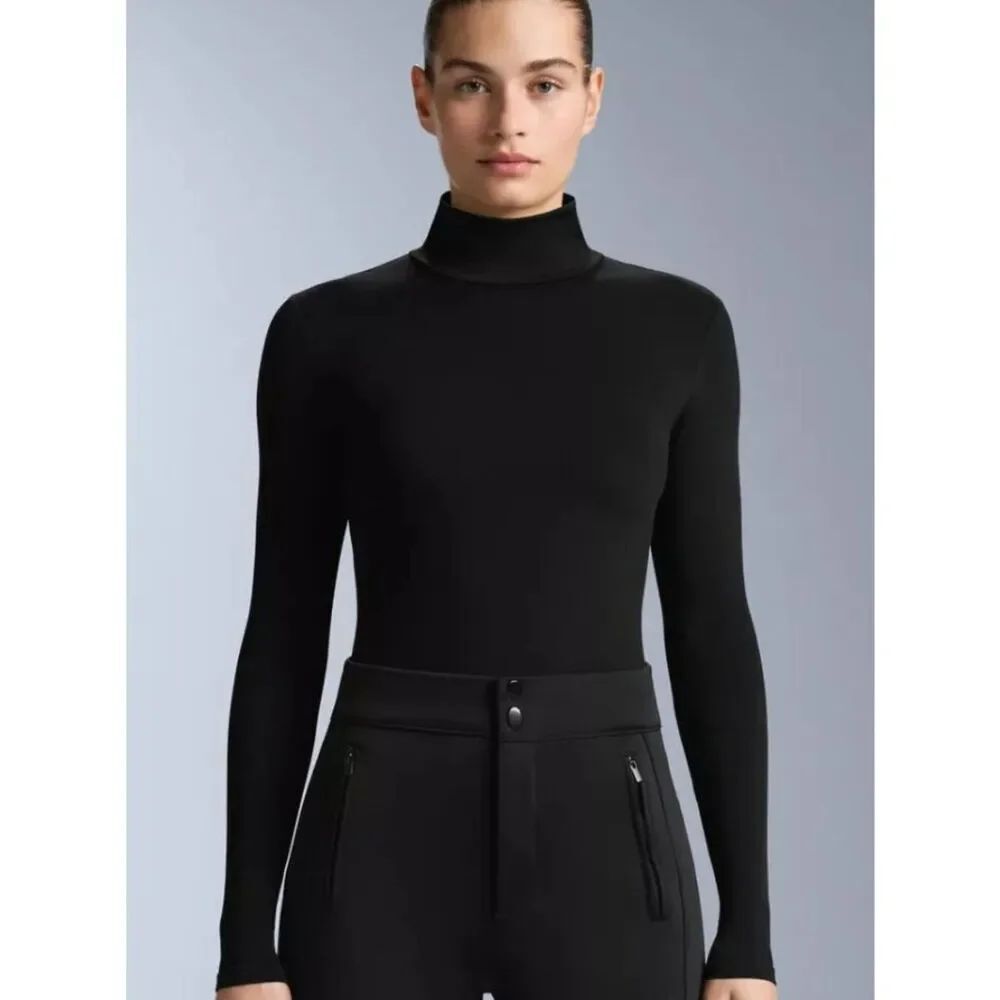 Oysho Womens Active Baselayer Shirt L Black Thermal Mock Neck 0215/645 NWT